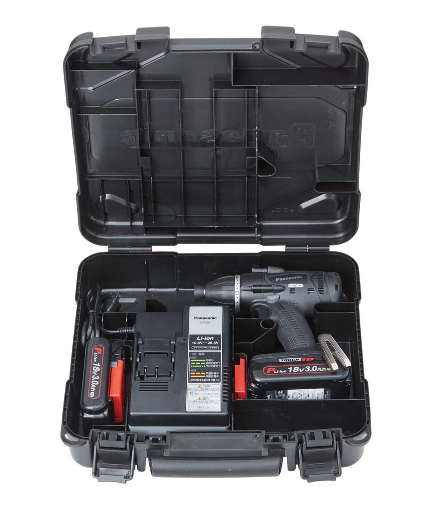 Аккумуляторная дрель-шуруповерт Panasonic 18 В, комплект из 2 шт., в комплекте двойная дрель-шуруповерт IP56, черная, многоударная, 3,0 А·ч, 2 шт./зарядное устройство/кейс (Совместимость с 14,4 В/18 В)