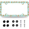 Daisy Flower License Plate Frame Beautiful Floral License Plate Stainless Steel Auto Parts Funny License Plate Decorative With Screws Size 12.3" X