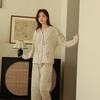 11 years old new cotton crepe with chest pad loungewear V-neck long-sleeved flower printing loose and comfortable set