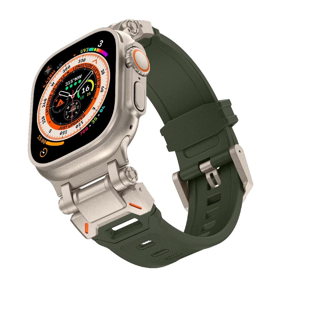 Мягкий ремешок для Apple Watch Ultra 2 Ремешок 49мм 45мм 44мм 42мм Металлический Соединитель из Нержавеющей Стали ТПУ Браслет Iwatch 9 8 7 6 SE 5 4