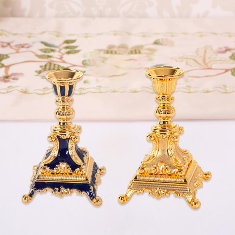 European Tower Shape Candle Holder Vintage Metal Candlestick Ornaments Wedding Decoration Party Christmas Home Decor