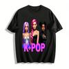 Графическая футболка K-pop женской группы Модный стиль айдолов Повседневный свободный топ Унисекс Модная футболка Футболка из чистого хлопка