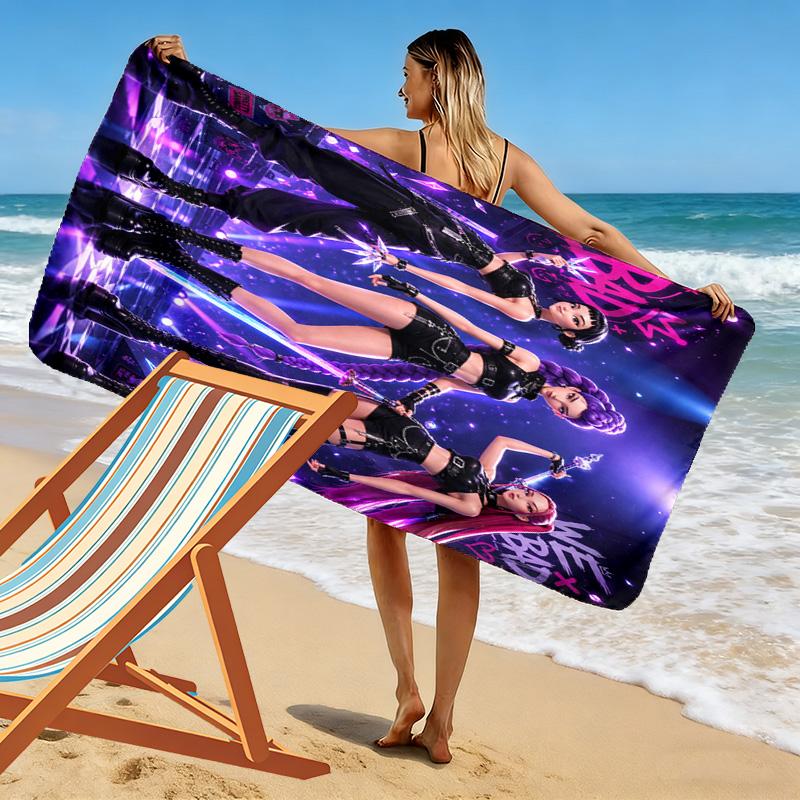 Kpop Hunters Print Beach Towel, Large Soft Quick Dry Towel for Beach Camping Swimming
