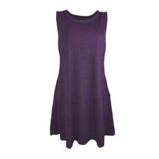 Summer Mini Dress with Pockets Sleeveless A-line Round Neck Solid Color Above Knee