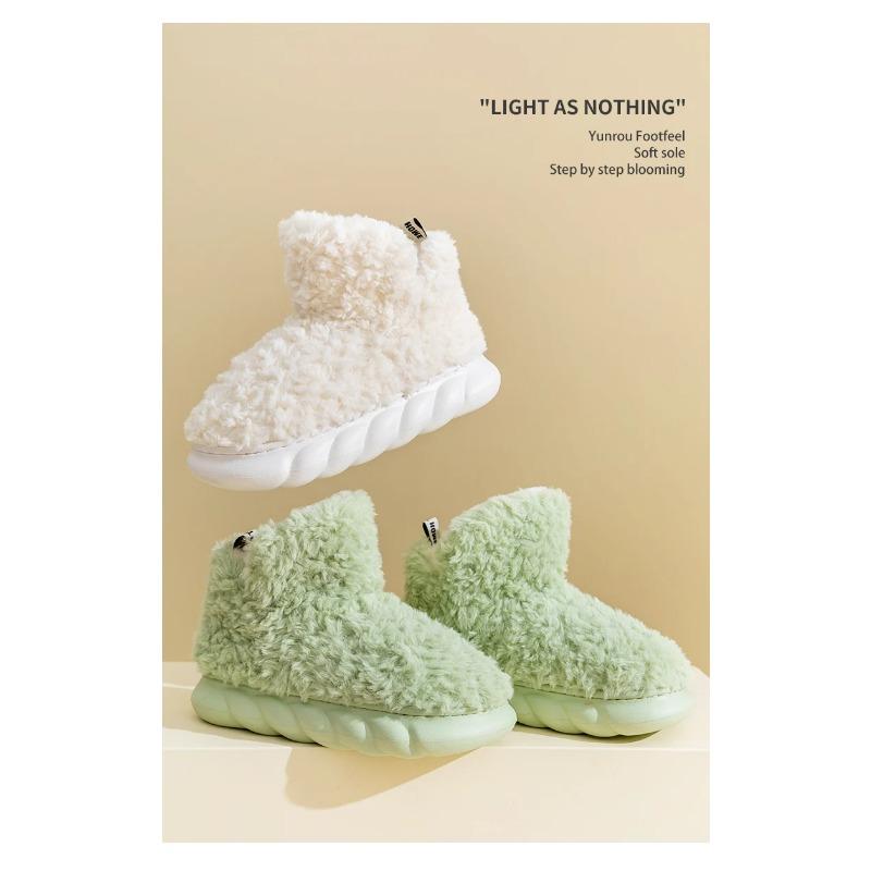 Меховые тапочки для женского домашнего использования осенью и зимой, плюшевые для дома с теплыми пятками для ношения на открытом воздухе