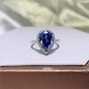 Женское кольцо с муассанитом 5 карат цвета Blue Water Drop, огранки «груша» - Стильный европейский и американский модный бестселлер.