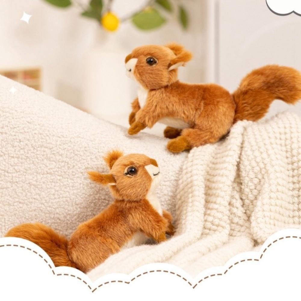 16cm Stuffed Squirrel Doll Miniature Design Sitting Squirrel Toy Animal Plush Doll Birthday Gift