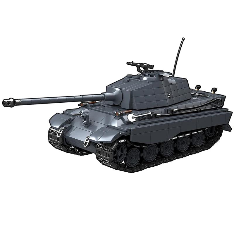 Тяжелый танк Тигр II Sd.Kfz. 182 Строительные блоки Второй мировой войны Черный тигр Гусеничная бронированная машина Игрушка-модель для мальчика 100301