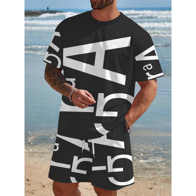 Cool Lion Pattern Series 3D Printed Men's Short Sleeve Set Novelty T-shirt