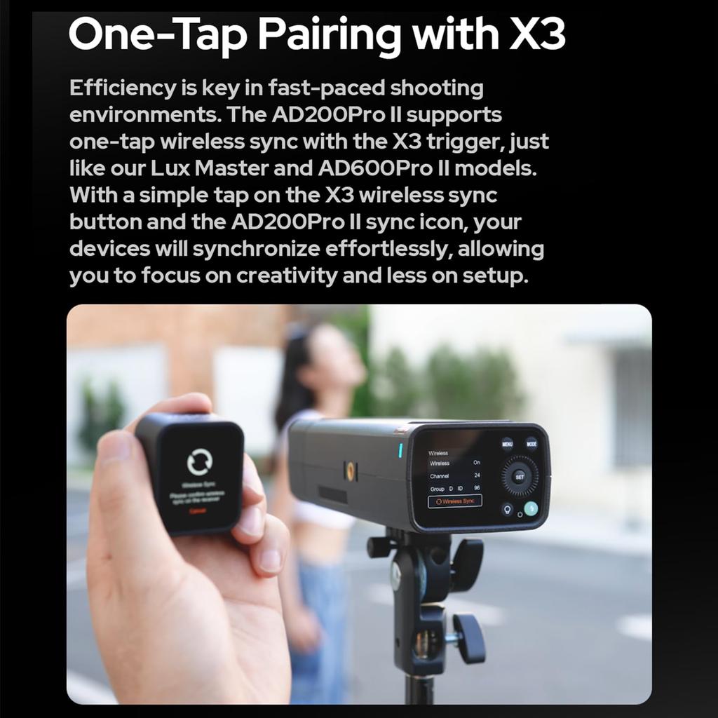 Authorized Dealer Japanese Instruction GODOX AD200 Pro II AD200Pro II Flash Strobe Sync with X3 LED Modeling Second Recycle Group Indicator [Godox &