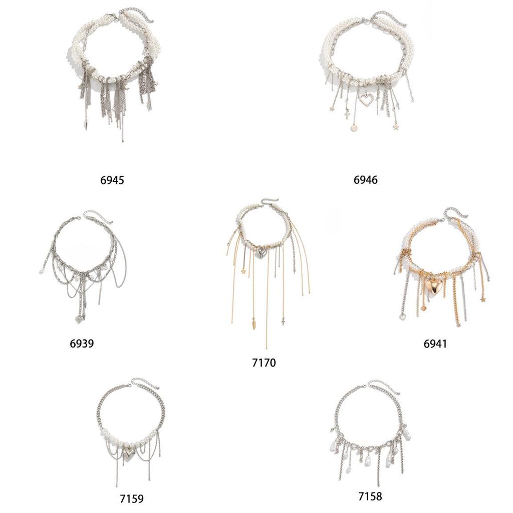 Ожерелье-подвеска в виде сердца с жемчугом и цепочкой-кисточкой - Крутой европейский и американский стиль