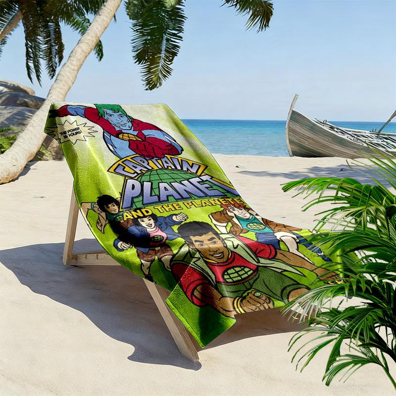 Captain Planet 2D Flat Print Beach Towel, Large Soft Quick Dry Towel for Beach Camping SwimmingSSTJ0917062