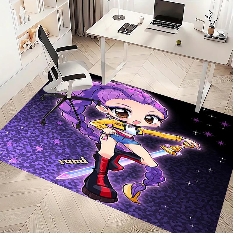 1pc Kpop Hunter6 Print Area Rug - Soft, Washable Non-Slip Indoor Mat, Living Room, Home Office Decorative Rug,Office Decorative
