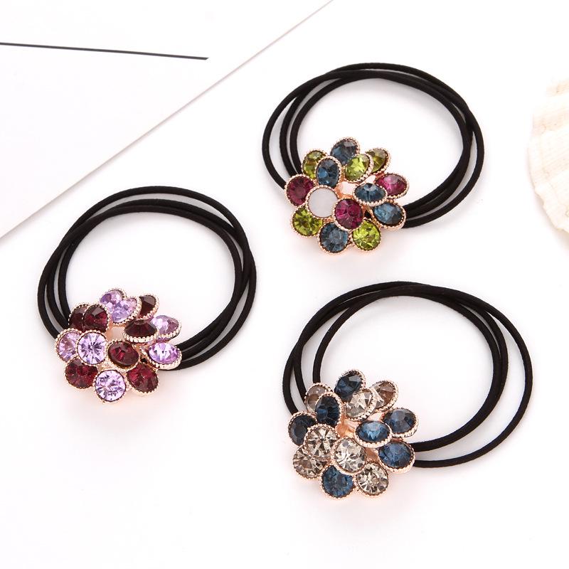 Korean Rhinestone Floral Hair Ring, Simple Elastic Band, Mori Girl Style Headdress