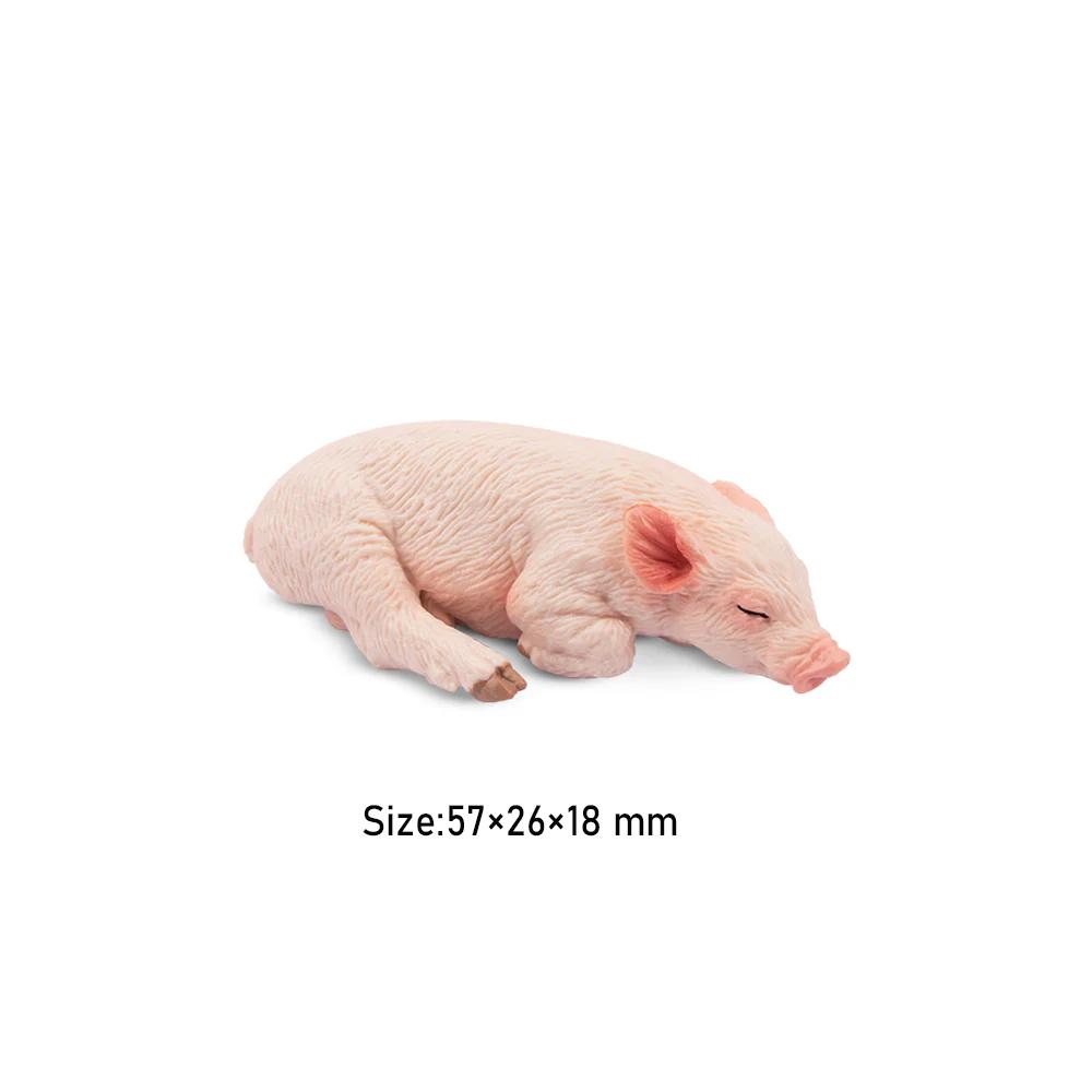 Toymany Simulation Sleeping Pink Piglet Farm Animal Model Toy Mini Figures Dolls Action Figurines Toys Children Gift Cake Decora