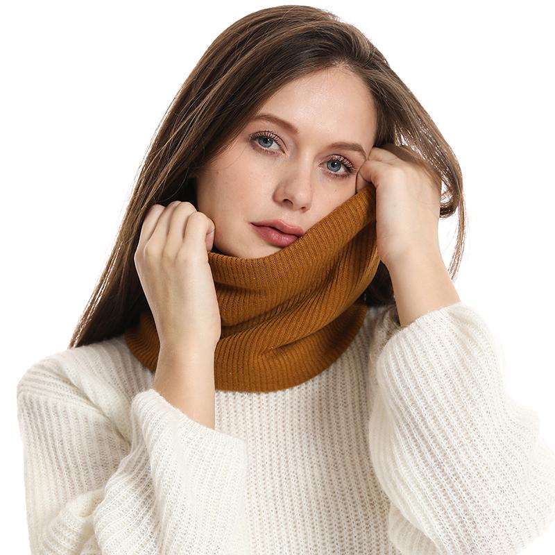 Solid Cashmere Plush Warm Winter Ring Scarf Women Men Knitted Full Face Mask Snood Neck Scarves Bufanda Thick Muffler New
