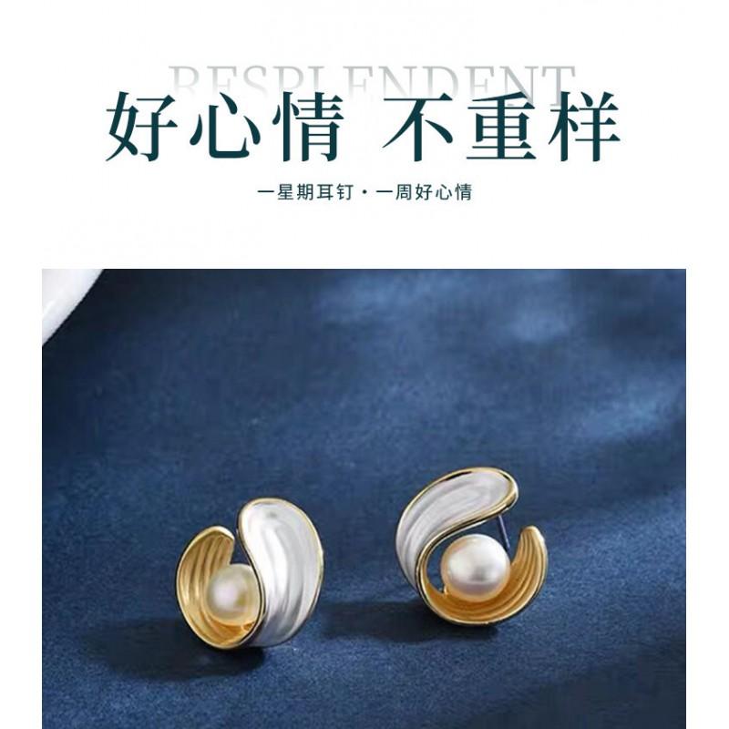 Elegant Pearl Bow Earrings Set Sterling Studs Women Valentines Gift Small Style