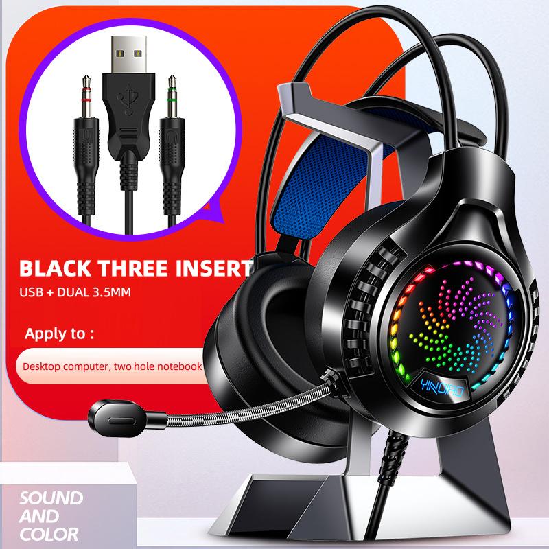 С микрофоном, регулятором громкости, игровые наушники для ПК, 3,5 мм, светодиодная подсветка, проводные игровые наушники, игровая стереогарнитура