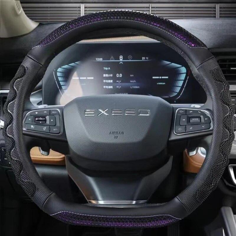 Углеродное волокно + кожа D-образный чехол на руль автомобиля для Chery Exeed VX 2022 LX-2022 TXL-2022 Автоаксессуары