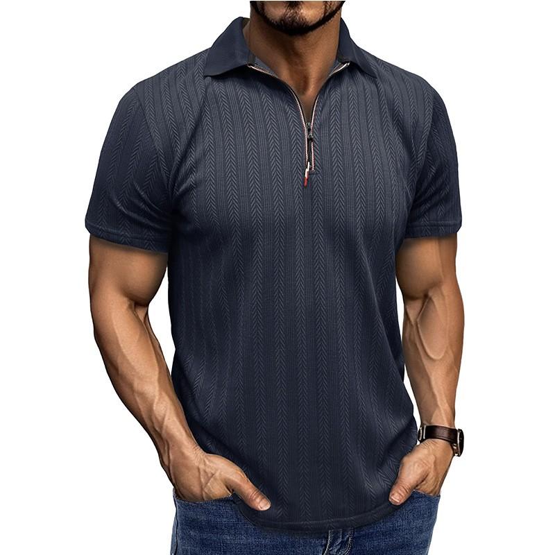 Men's Short Sleeved Knitted T-shirt Top With Round Neck Ribbed Pullover