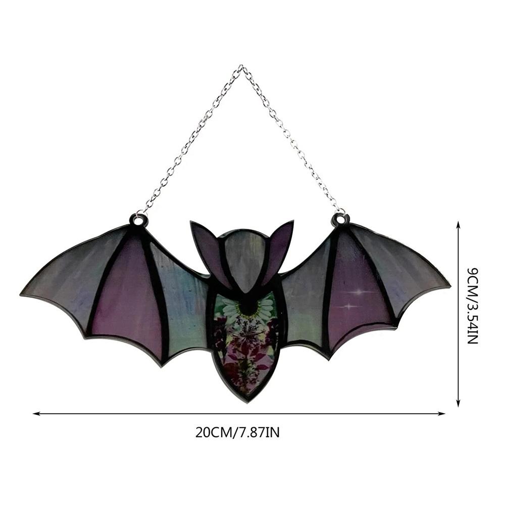 Halloween Bat Stained Glass Suncatcher Window Hanging Acrylic Wall Art Decor
