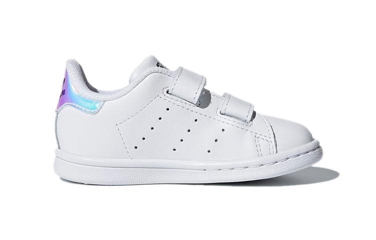 Adidas Originals STAN SMITH Abrasion Resistant Low top Toddler Shoes White Silver Infant And Toddler AQ6274