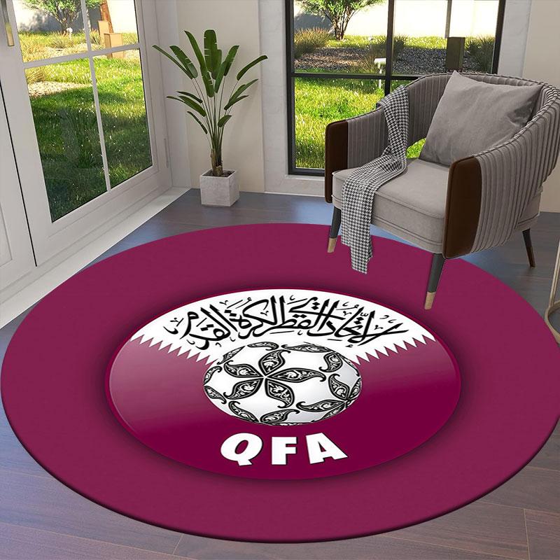 Qatar National Football Team Round Area Rug,Carpet Rug for Living Room Bedroom Sofa Playroom Decor,Non-slip Floor Mat
