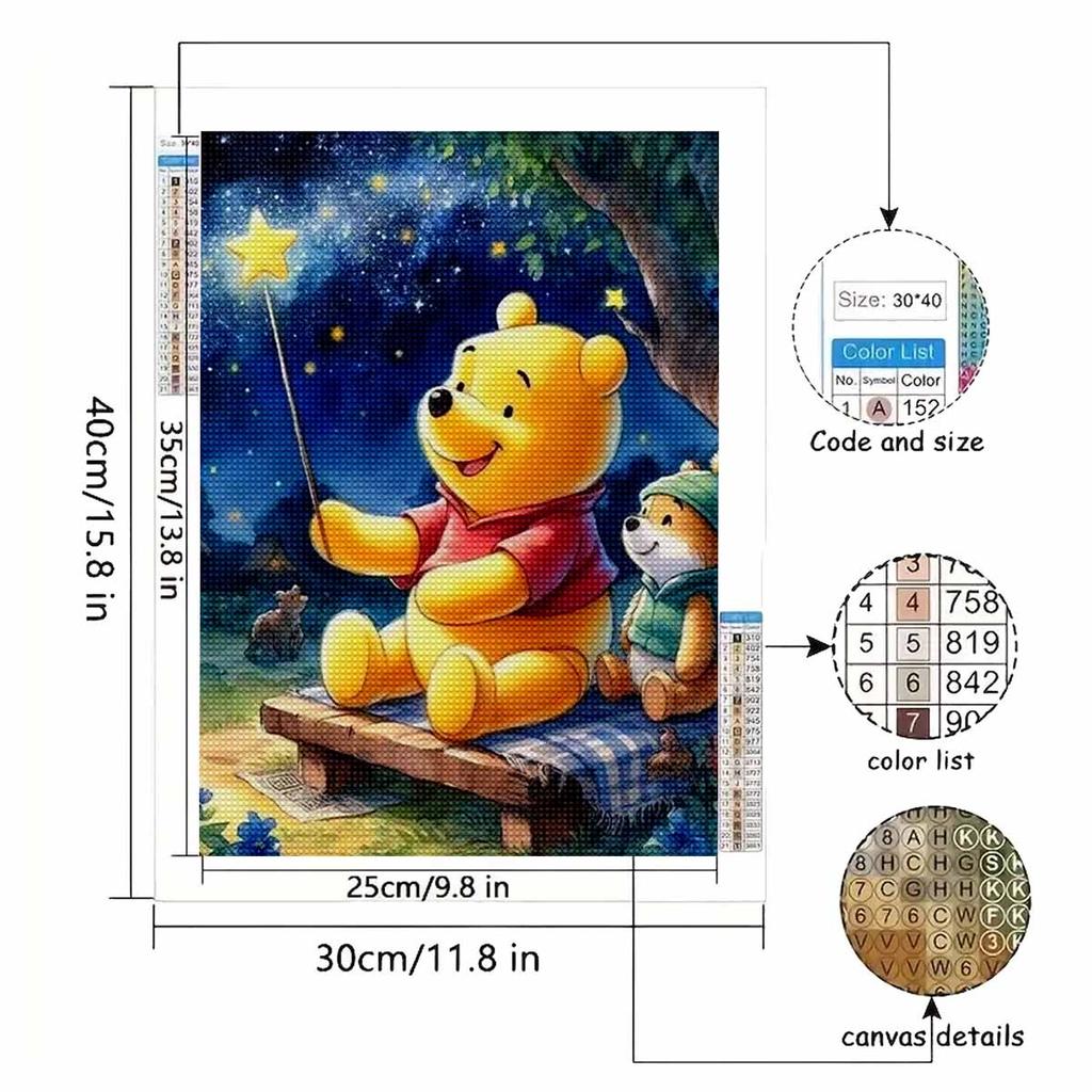 DIY Diamond Painting The Fairy Wand and Winnie Cross Stitch Kit Mosaic Art Diamond Painting Full Circle Diamond Home Decoration