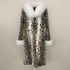 OFTBUY 2024 Autumn Winter Long Thickened Warm Coat Fur One-piece Women Leopard Print Natural Rabbit Fur Coat Fox Fur Collar
