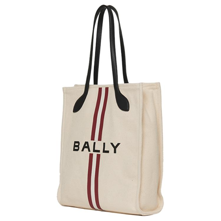 Bally Логотип Магнитная застежка Ткань и Кожа Сумка-тоут Женские Сумки-тоут Натуральный 6307788