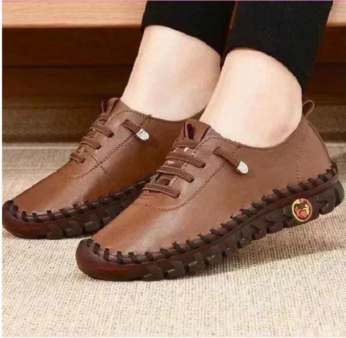 New Fashion Summer Round Toe Women's Flat Shoes Slip-on Women's Shoes Office Simple Solid Color Lace-up Flat Shoes