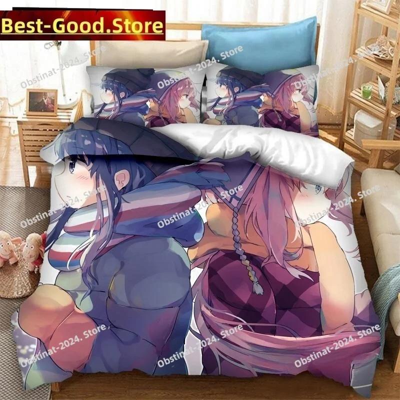 New 3D  Anime Yuru Camp Bedding Set Duvet Cover Full Queen King Size Pillowcase Printed Bed Set Aldult Kid Bedroom Single Twin
