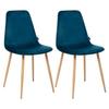 Set of 2 Vintage Style Chairs "Marylin" Velvet &; Atmosphera Imitation Beech Metal Feet - Duck Blue