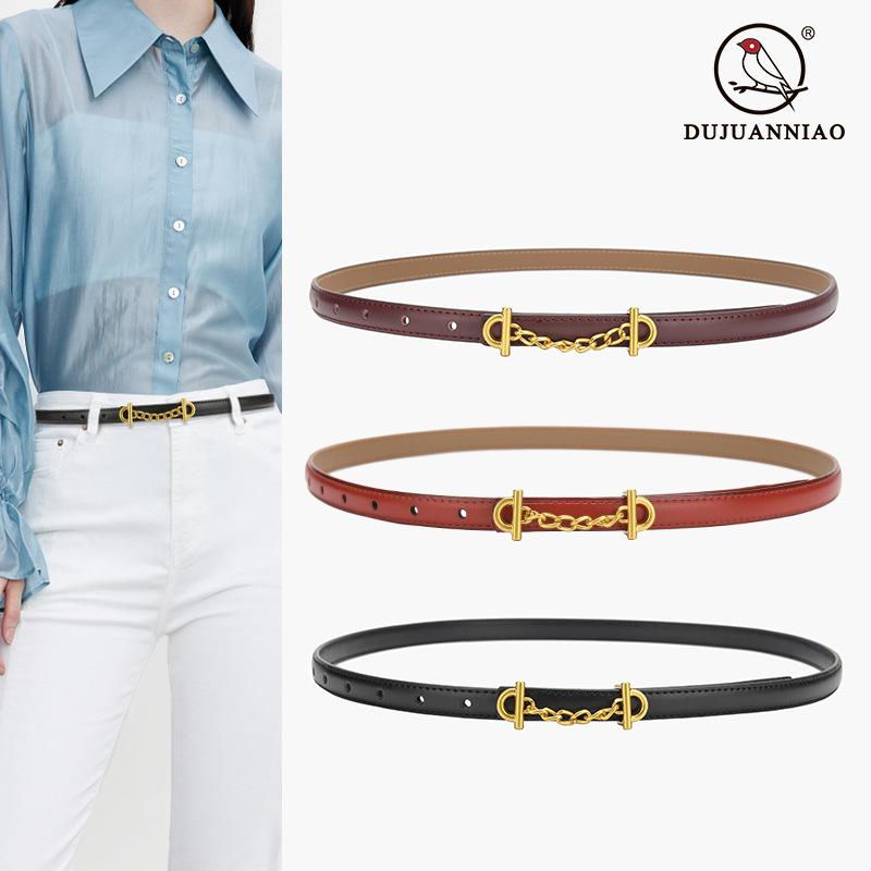 Retro Chain Smooth Buckle Belt For Women, Simple Style Jeans Belt For Women