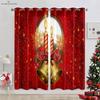 2 Pieces Christmas Decorative Curtain Bell Shining Fireplace 3D Printing Curtain Suitable for New Year Holiday Party Decorative