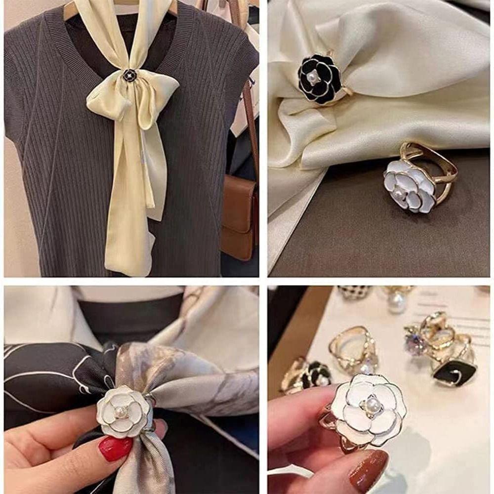 Камелия Пряжка для шарфа Кольцо для одежды Держатель-обертка Жемчужный Цветочный Зажим для кольца для шарфа Пряжка для шелкового шарфа