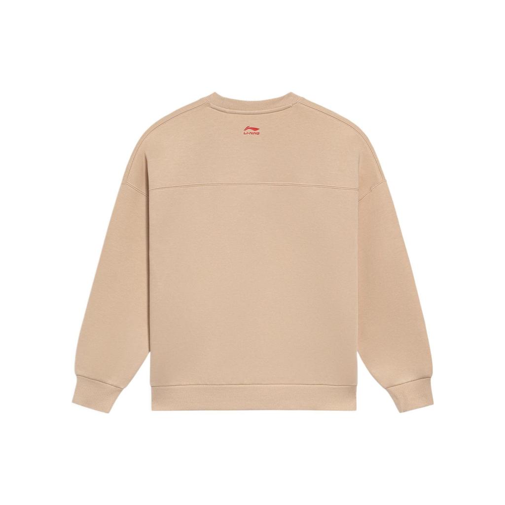 Li-Ning Свободный пуловер с вышивкой серии Sports Trend, женские топы Misty-Apricot AWDS374-1