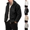 Men's Winter Solid Color Zipper Stand Collar Jacket Men's Casual Fleece Jacket