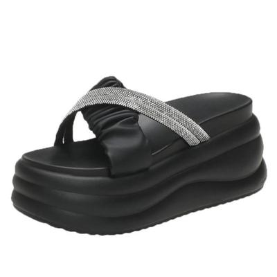 Модные новые женские летние босоножки на платформе 2024, бежевые шлепанцы на толстой подошве, женские туфли на высоком каблуке 8,5 см, модные шлепанцы с открытым носком для улицы и пляжа