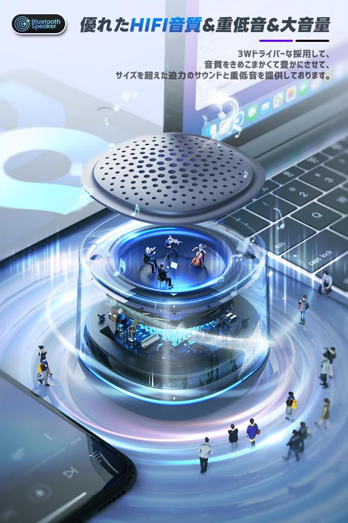 Bluetooth-динамик Degree Surround Sound LED Bluetooth-динамик Водонепроницаемый IPX6 Беспроводной динамик для ванной Компактный Bluetooth-динамик с временем воспроизведения до 20 часов