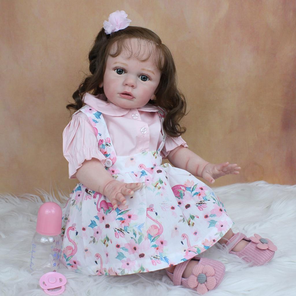 BZDOLL, 60 см, мягкая силиконовая кукла Reborn с 3D-краской для малышей, игрушка для девочек, как настоящая, 24 дюйма, длинные волосы, принцесса Тайра Бебе Бонека