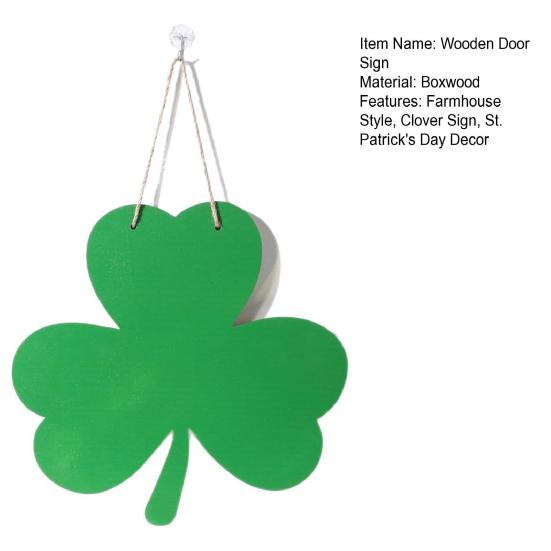 Wooden Clover Door Sign St. Patrick's Day Hanging Sign Front Door Shamrock Sign for Farmhouse Home Porch And Wall Decor