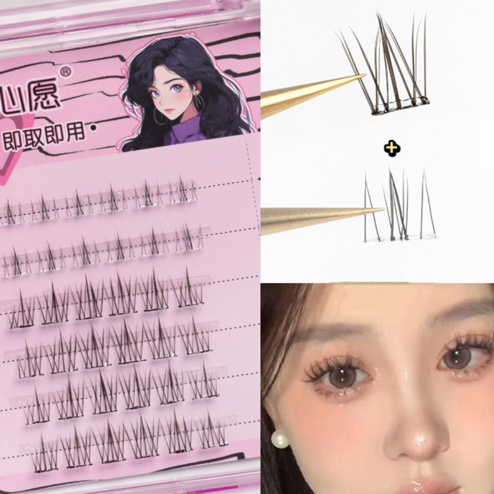 Многоразовые клеящиеся накладные ресницы, тонкие накладные ресницы без клея, милые пучки накладных ресниц, макияж