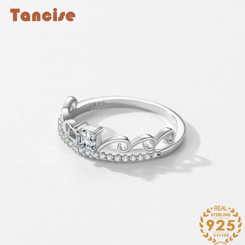 Tancise Classic стерлингового серебра 925 пробы кольцо с цирконом женские ювелирные изделия свадебное обещание вечерние подарок