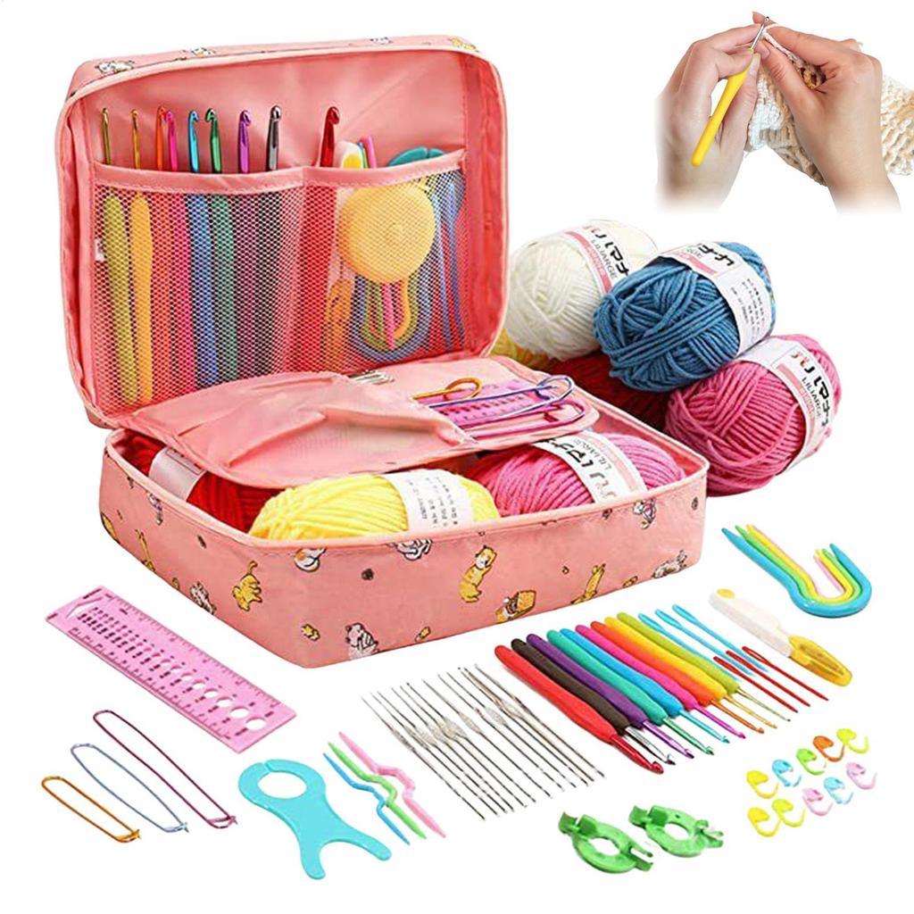 Набор для вязания крючком Набор крючков для вязания крючком для начинающих с пряжей для вязания крючком Портативный набор для вязания крючком Крючки для вязания крючком Дорожные принадлежности для вязания крючком