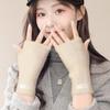 Winter Knitted Driving Half Finger Gloves Faux Mink Wrist Arm Warmer Women Mittens