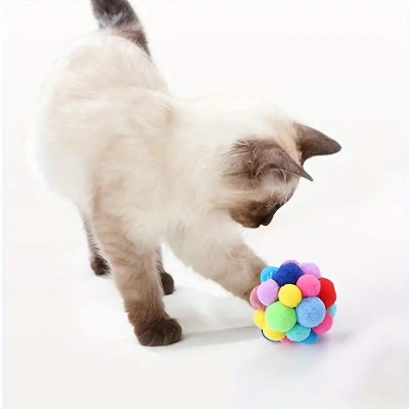 Colorful Plush Sound Ball, Cat'S Self Soothing Toy, Scratch Resistant Soft Rainbow Teasing Cat Ball