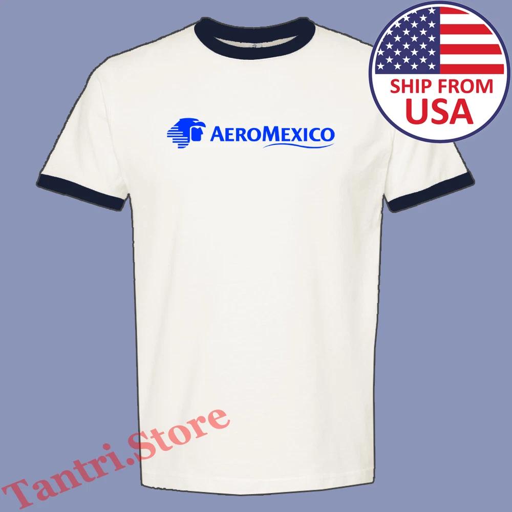 AeroMexico Airlines Men's Ringer Navy Size S to 3XL