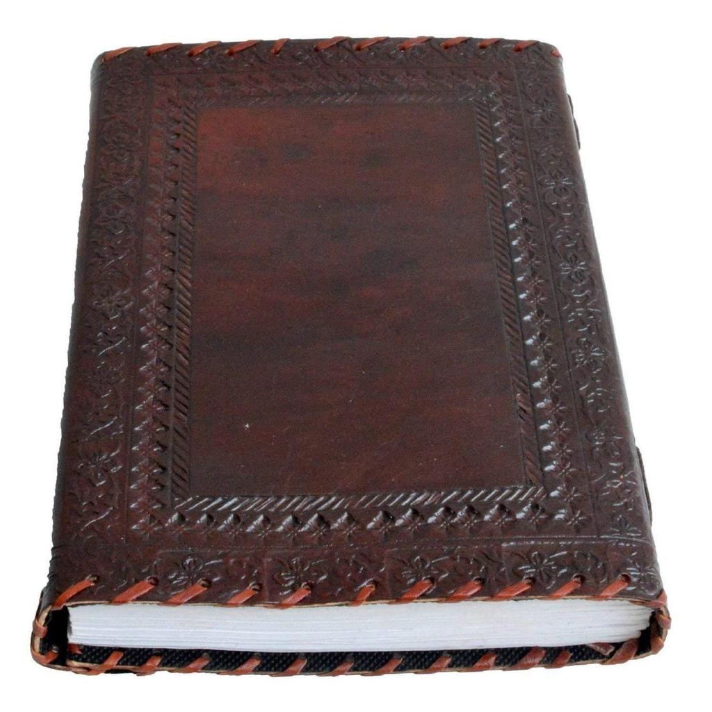 Handmade Embossed Travel Diary with Classic Style/Formate With Lock System - Brown. Size 5x7 Inches.