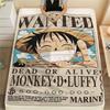 Плед из фланели с принтом плаката «Wanted» из One Piece, Высококачественный, Удобный для всех сезонов, Декор для дома, Тепло и уют, Идеально для рождественских подарков